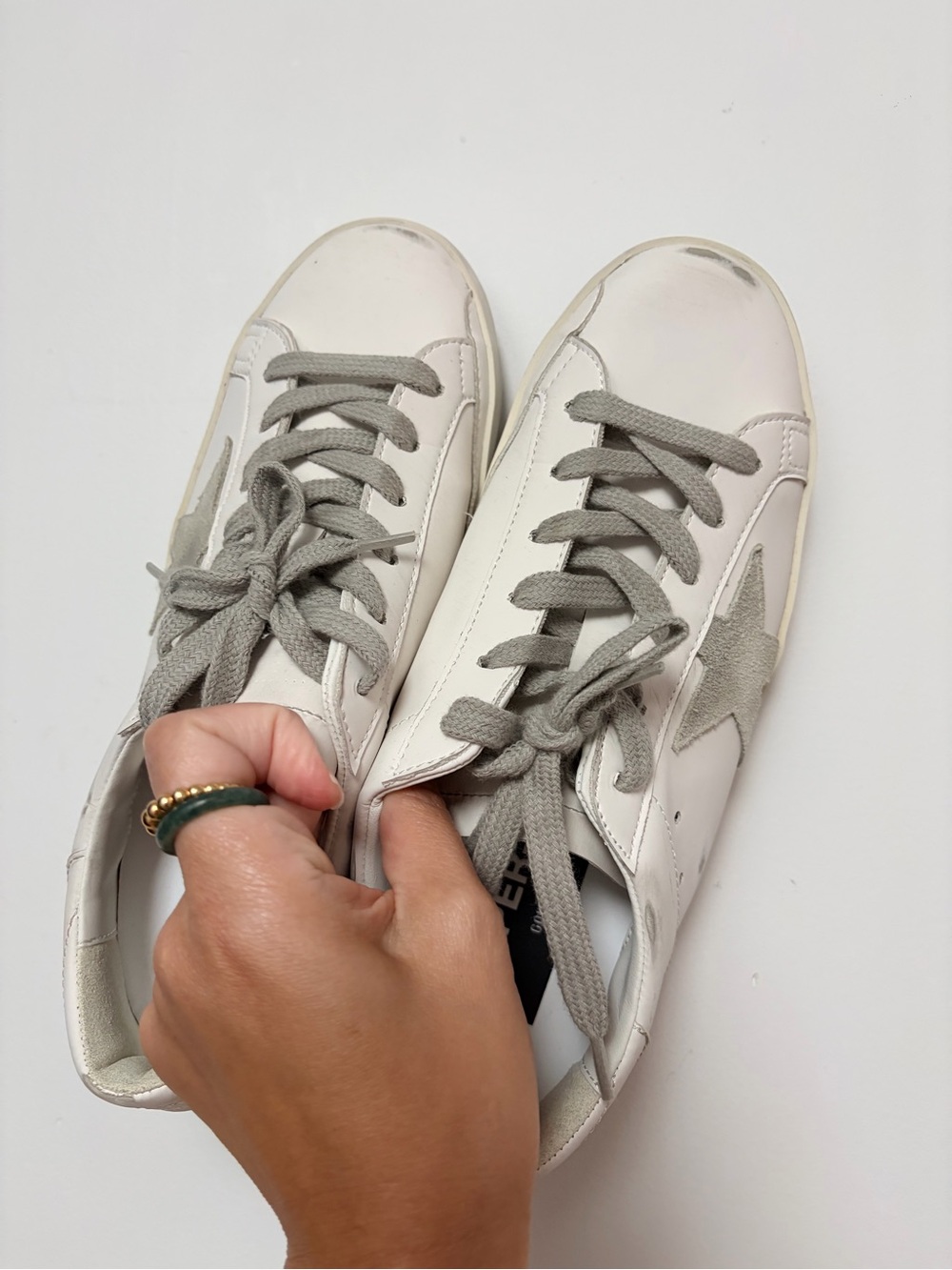 White Sneakers with Gray Laces and Accents
